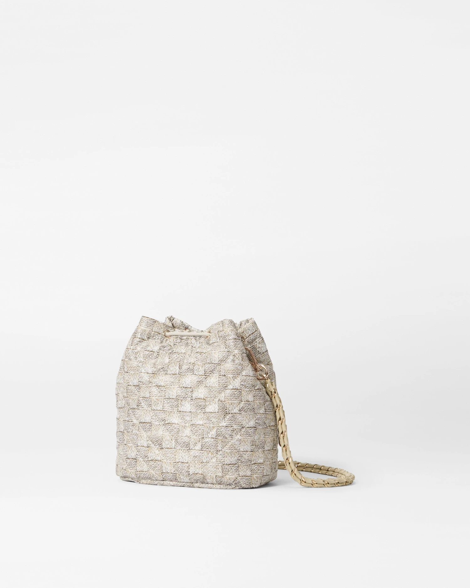 Small Jute Crosby Drawstring Bucket Bag - Image 3