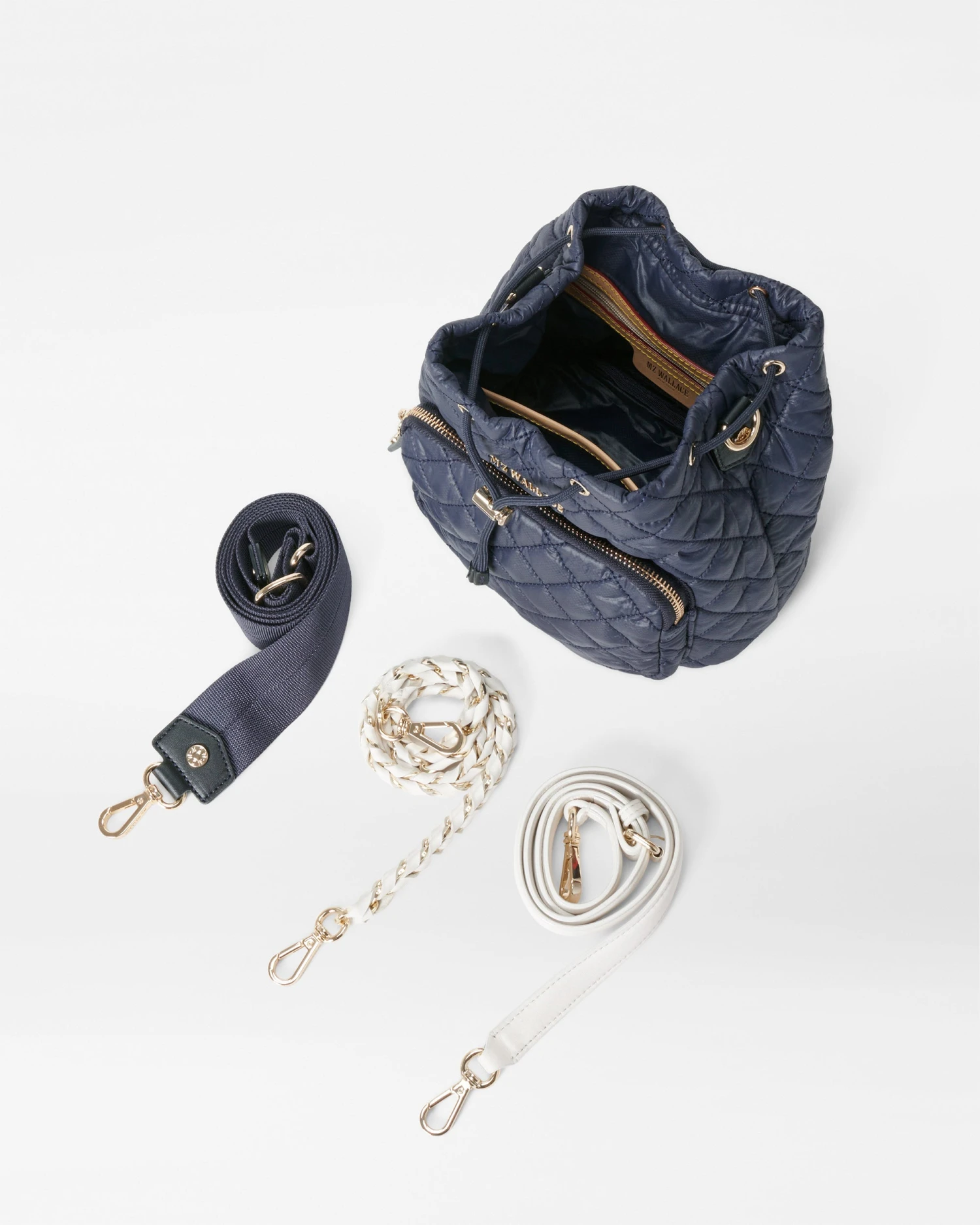 Dawn/White Crosby Drawstring Bucket Bag - Image 5