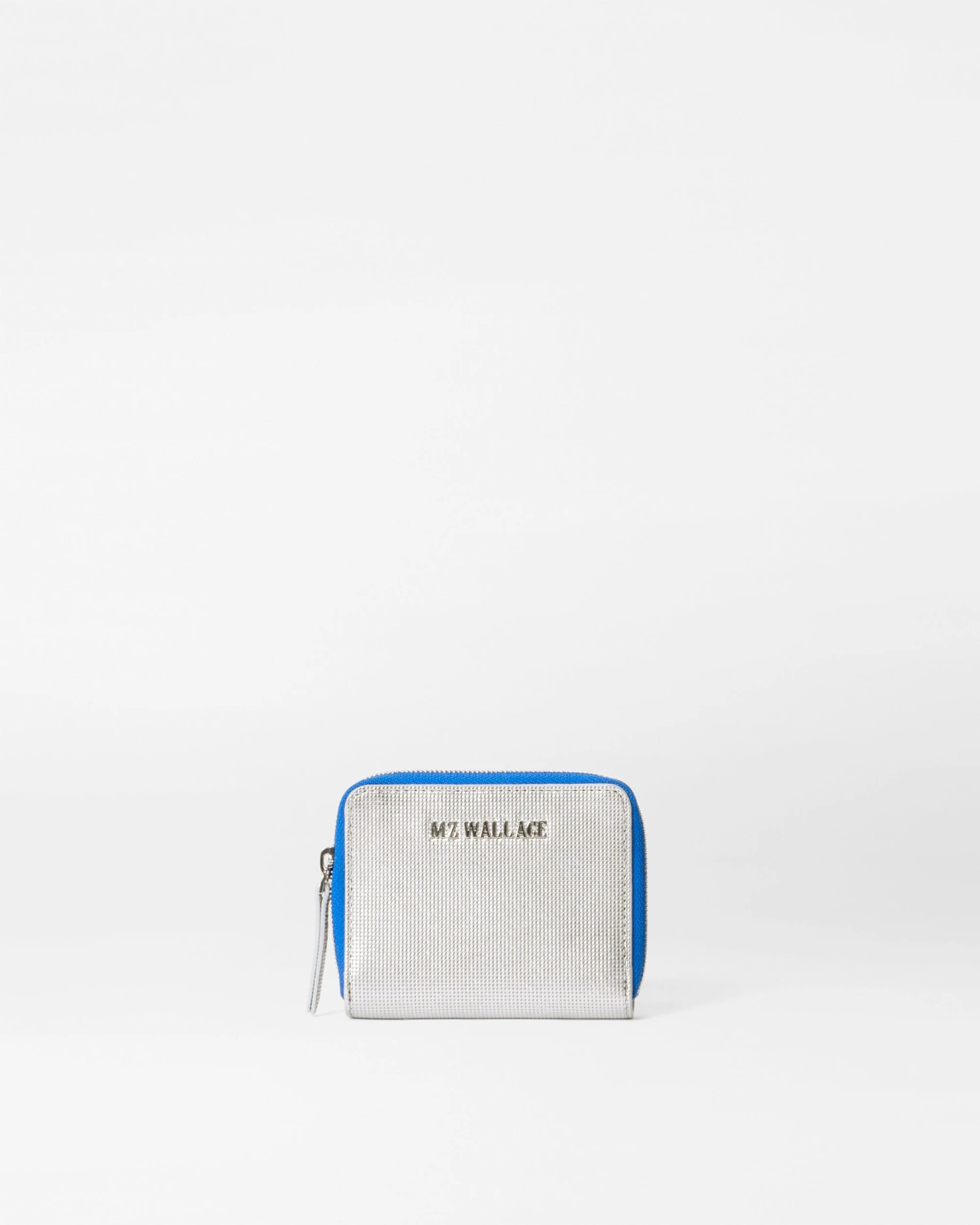 Silver Metallic Small Zip Round Wallet