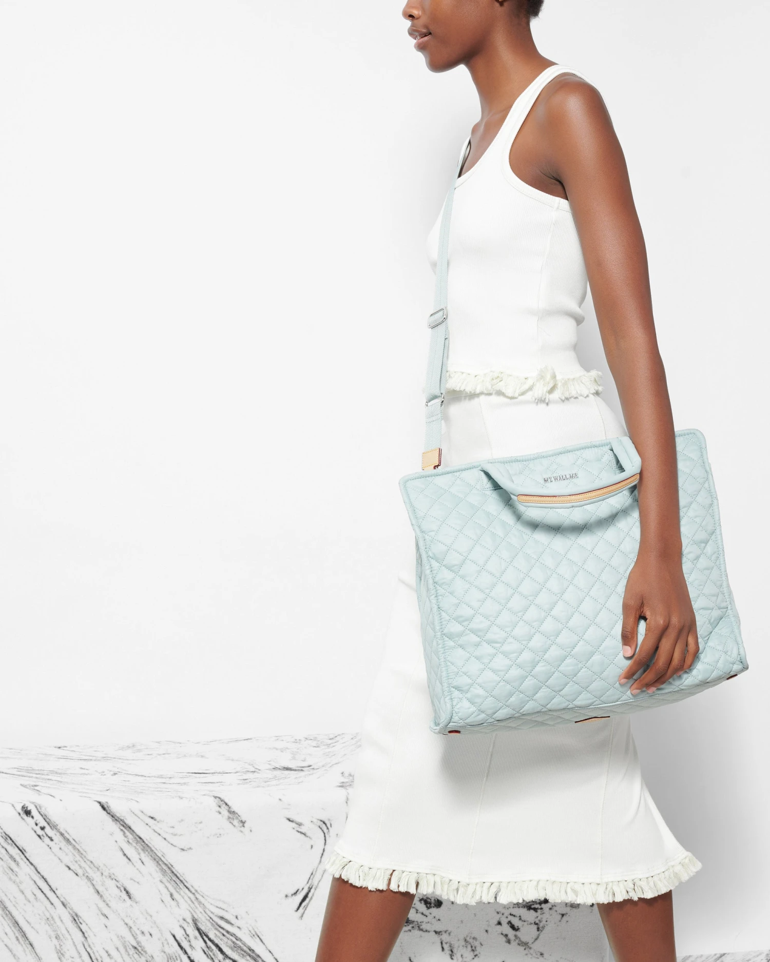 Silver Blue Large Box Tote - Image 5