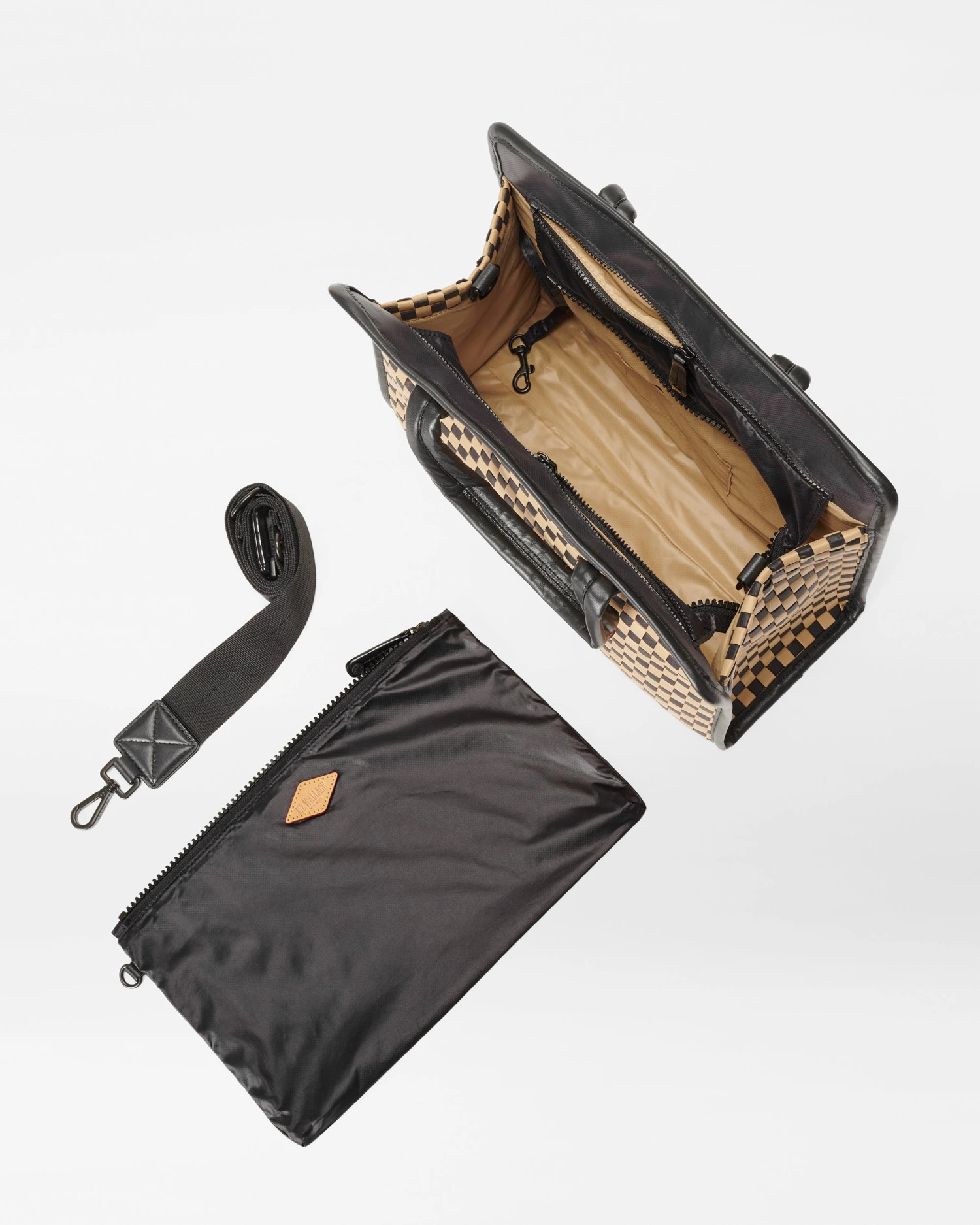 Camel & Black Medium Woven Box Tote - Image 4