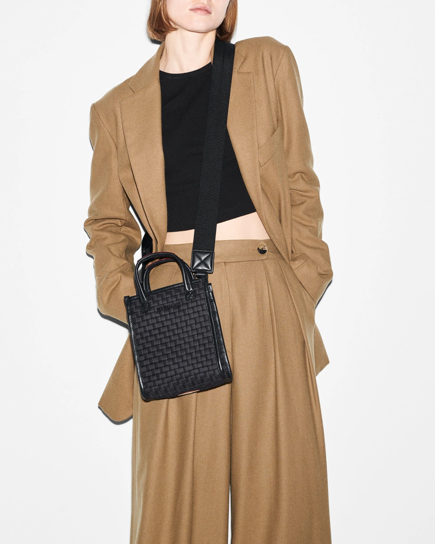 Black Micro Woven Box Tote - Image 2