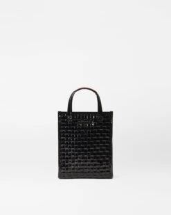 Black Lacquer Micro Woven Box Tote