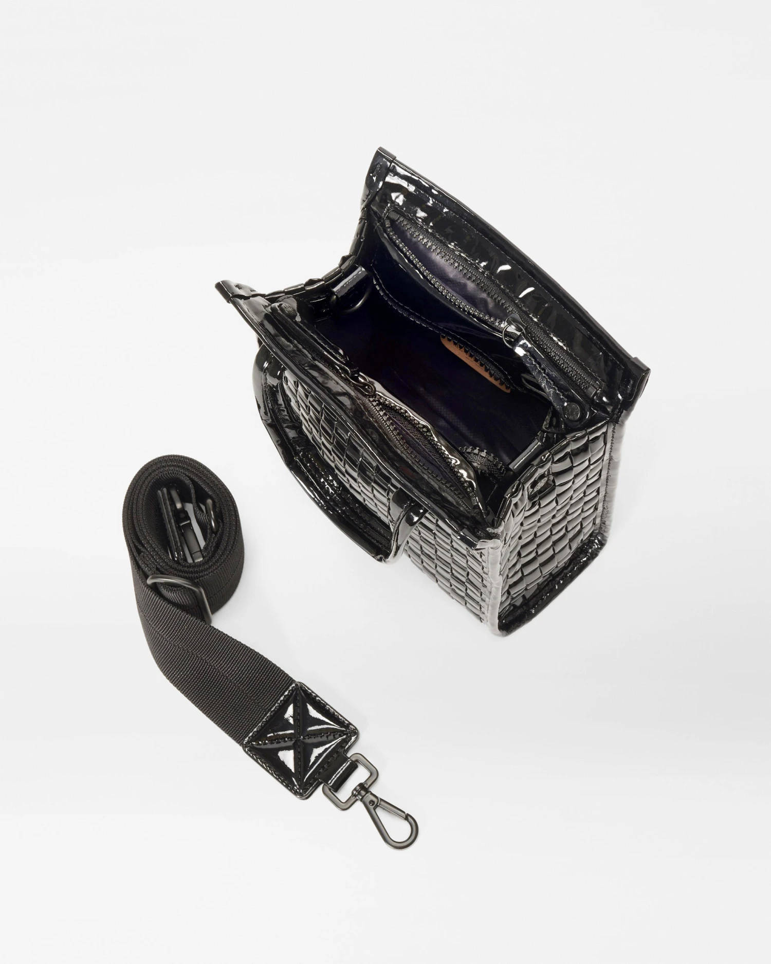 Black Lacquer Micro Woven Box Tote - Image 4