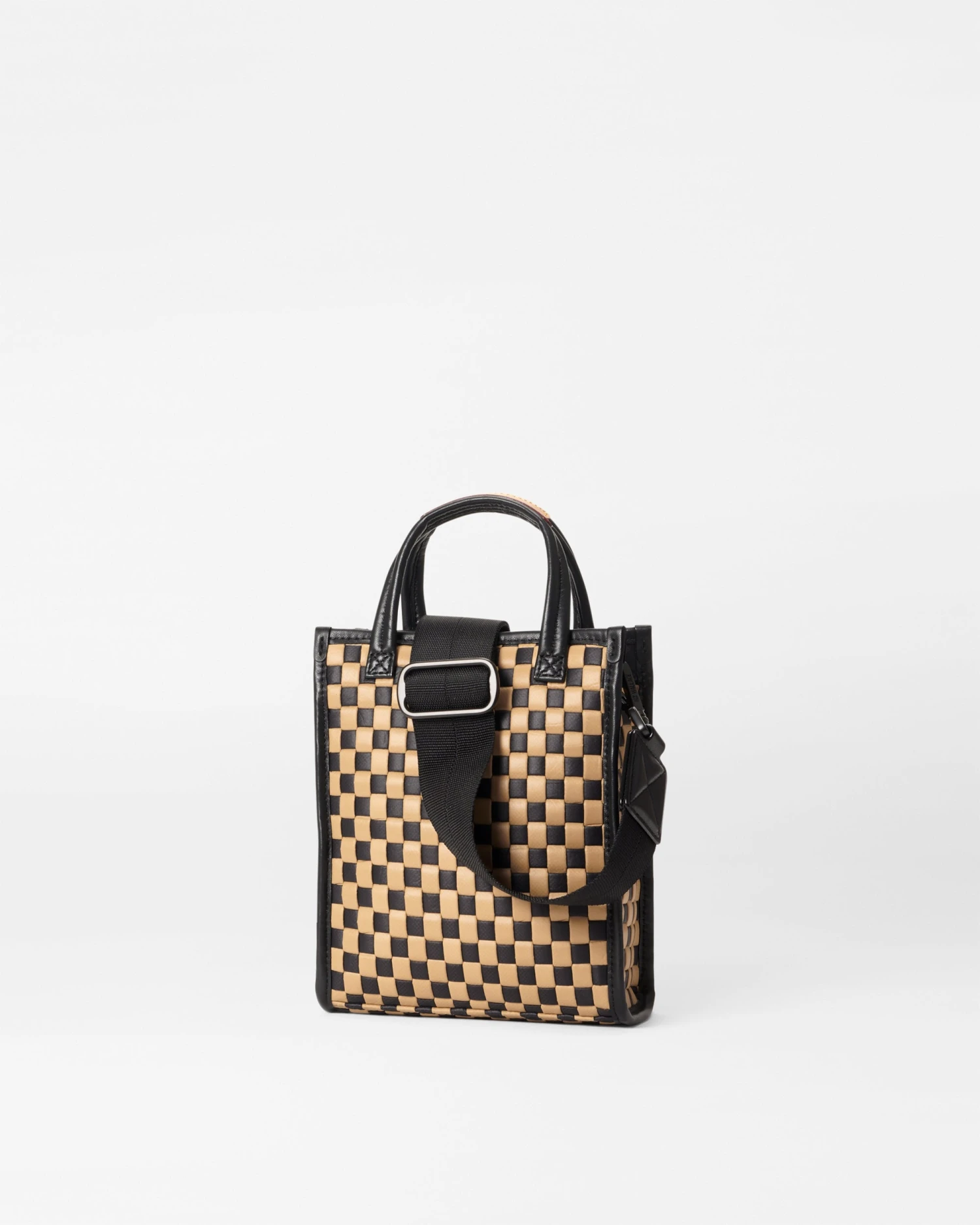 Camel & Black Micro Woven Box Tote - Image 3