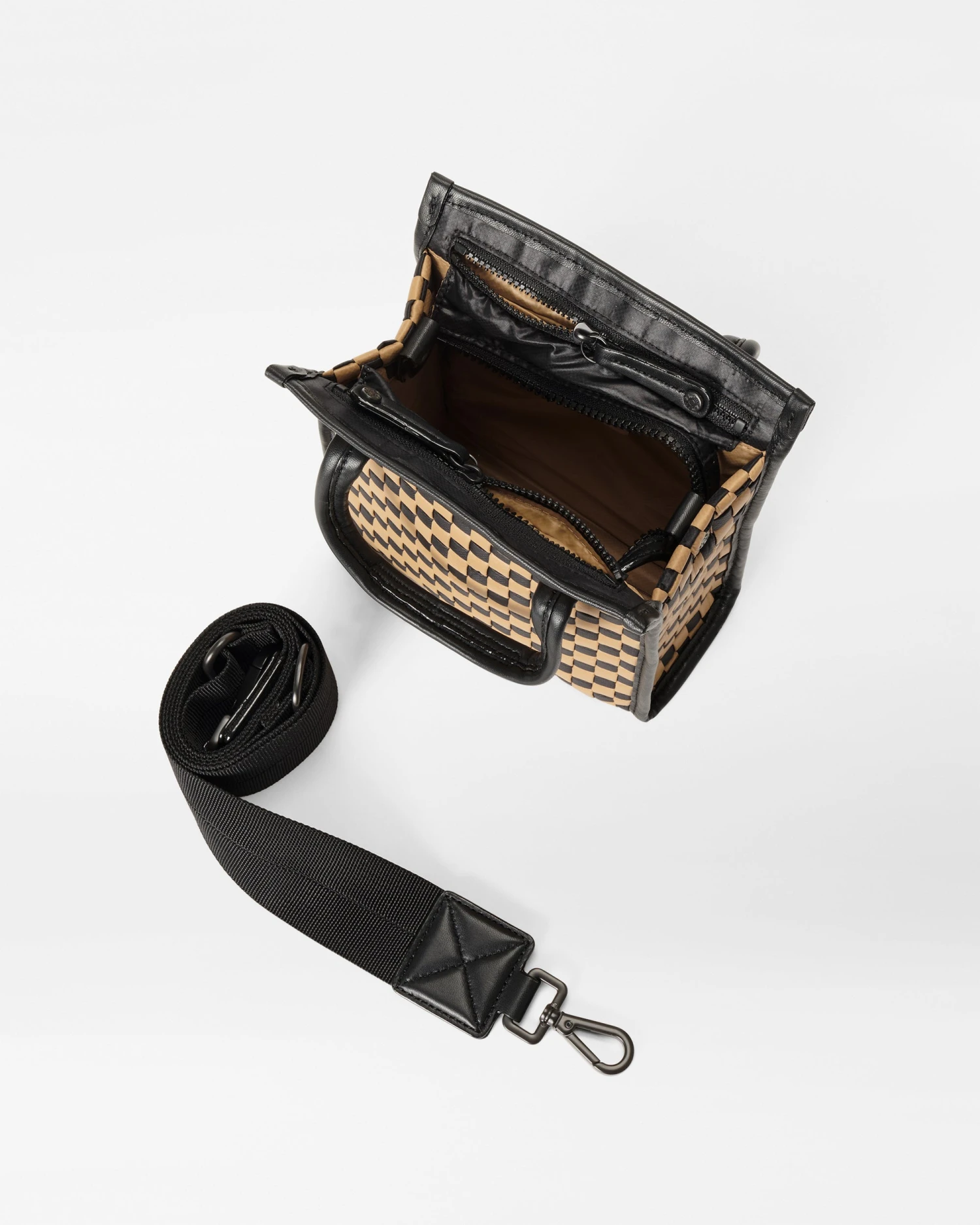 Camel & Black Micro Woven Box Tote - Image 4