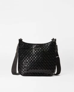 Black Lacquer Woven Box Crossbody