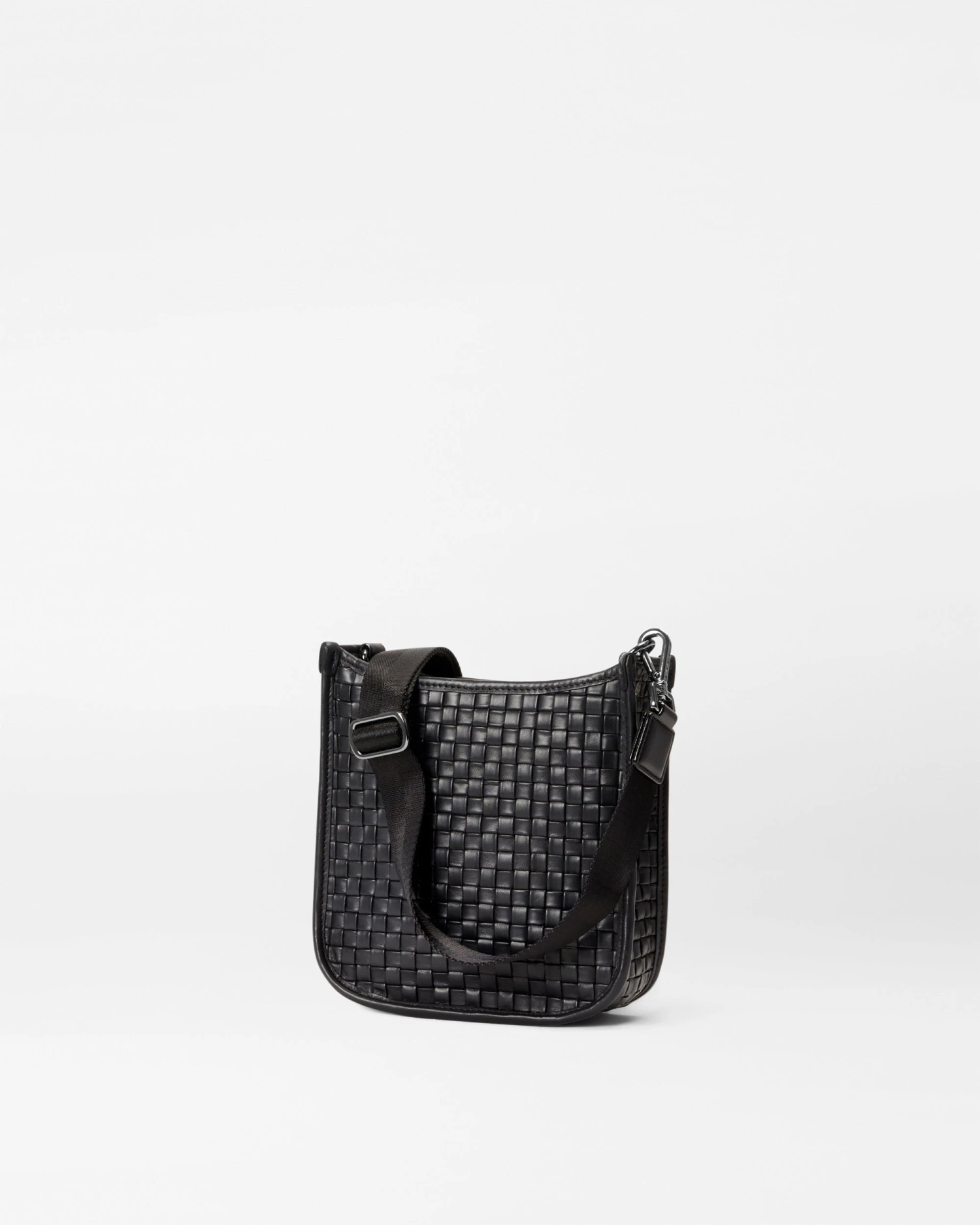 Black Leather Small Woven Box Crossbody - Image 3