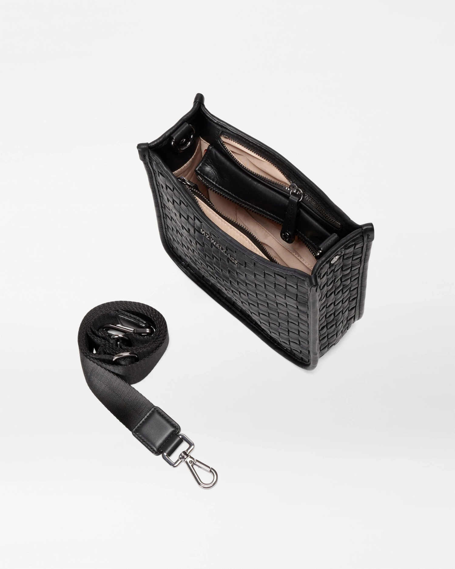 Black Leather Small Woven Box Crossbody - Image 4